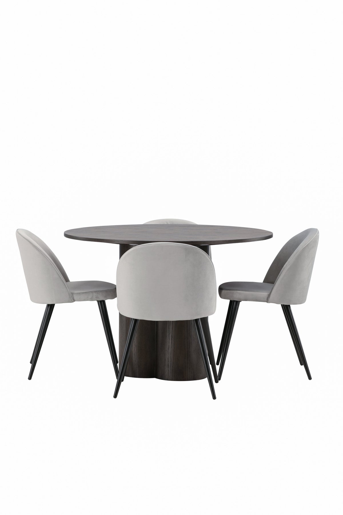 Olivia Matbord med Velvet Stolarna – Bord: ⌀110 Stol: 57x76,5x50