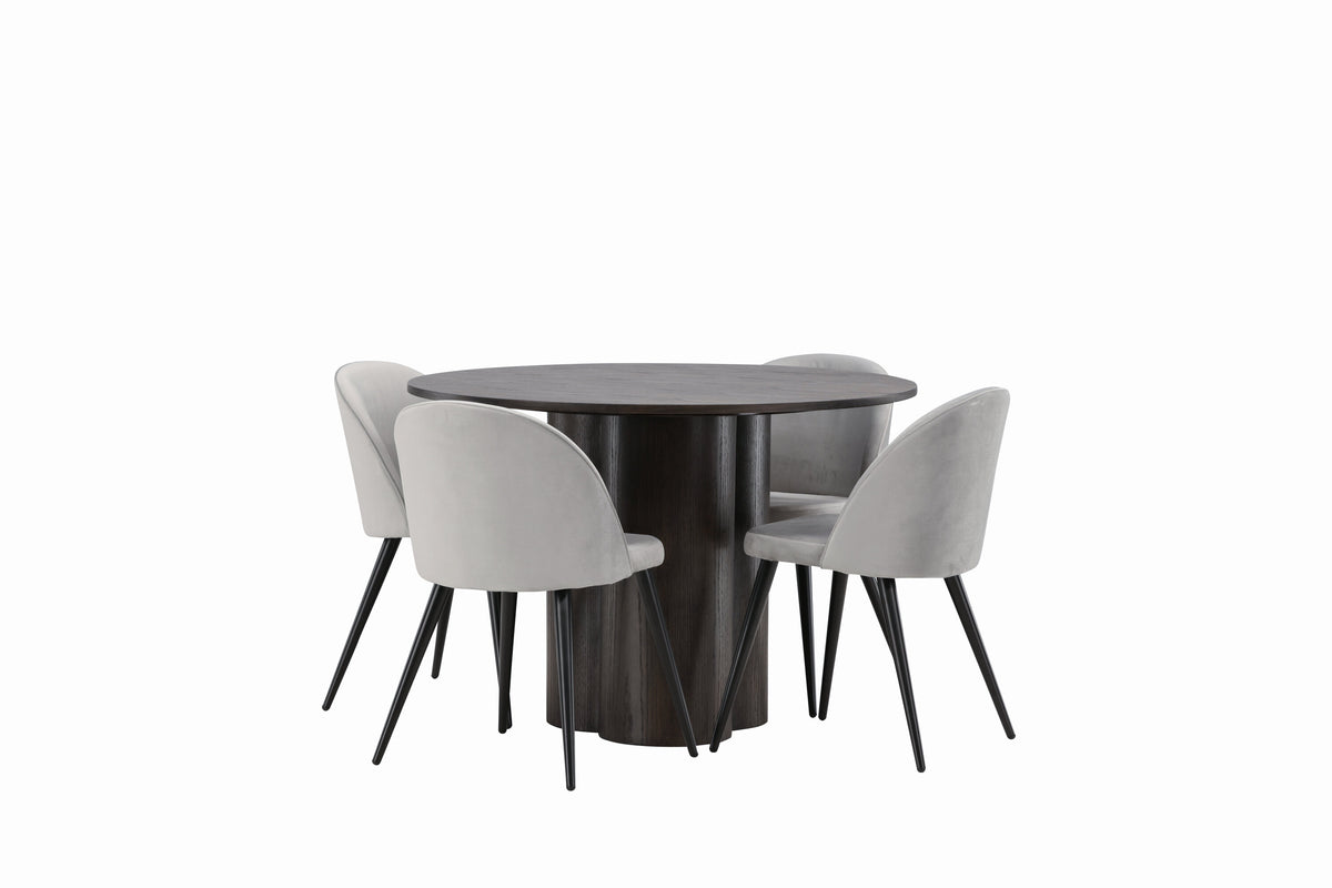 Olivia Matbord med Velvet Stolarna – Bord: ⌀110 Stol: 57x76,5x50
