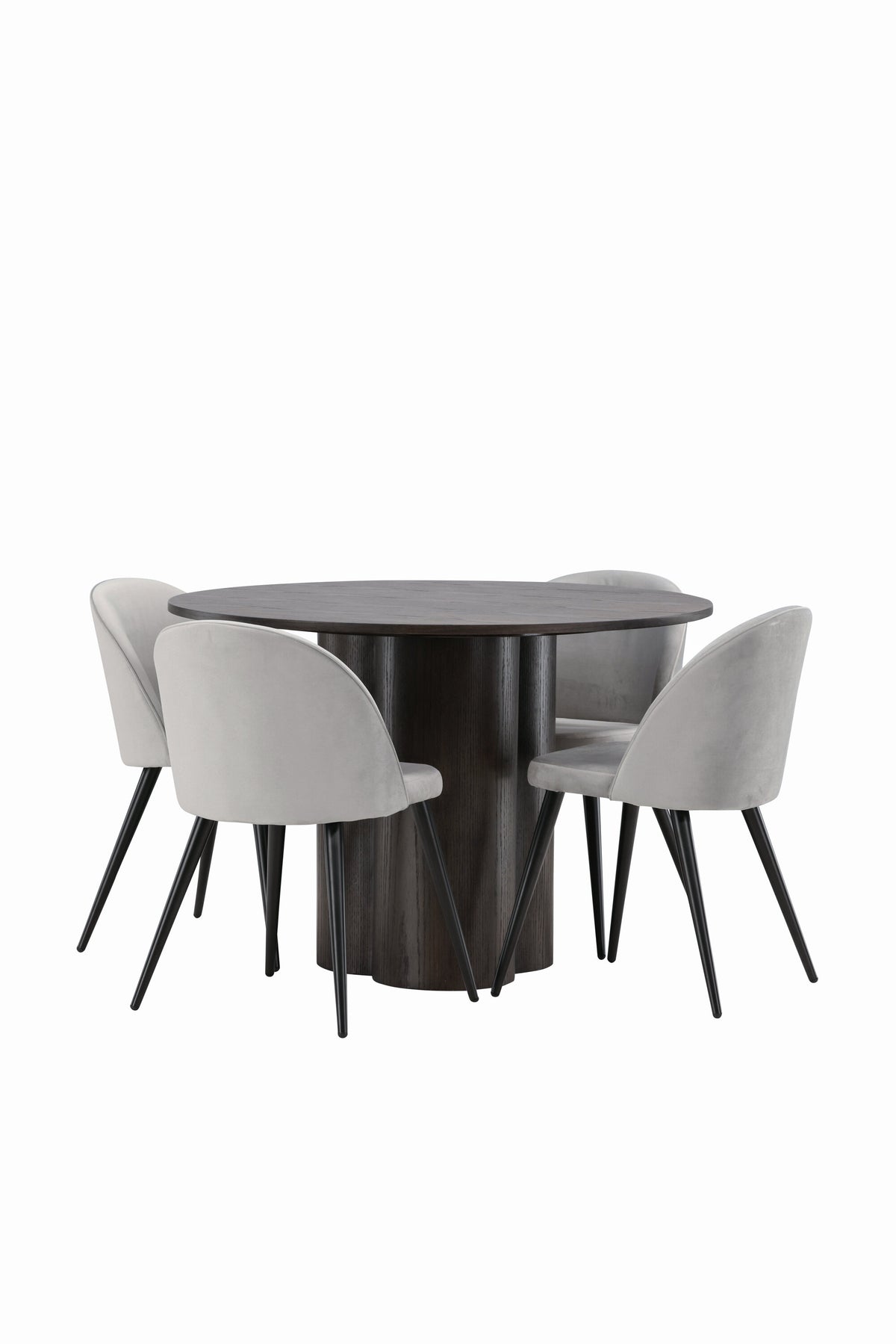 Olivia Matbord med Velvet Stolarna – Bord: ⌀110 Stol: 57x76,5x50