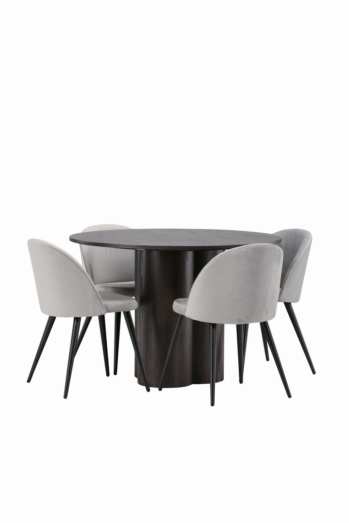 Olivia Matbord med Velvet Stolarna – Bord: ⌀110 Stol: 57x76,5x50