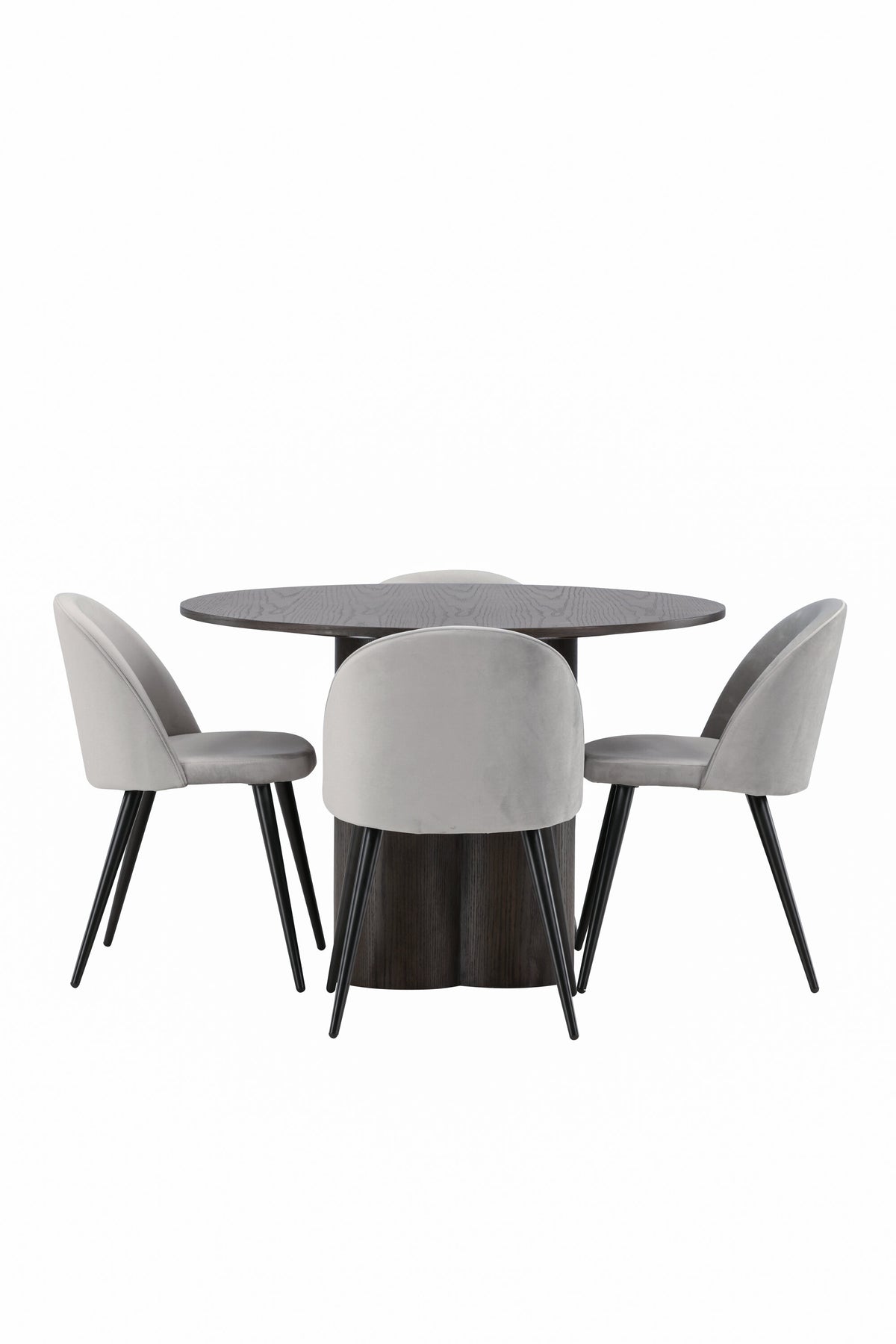Olivia Matbord med Velvet Stolarna – Bord: ⌀110 Stol: 57x76,5x50