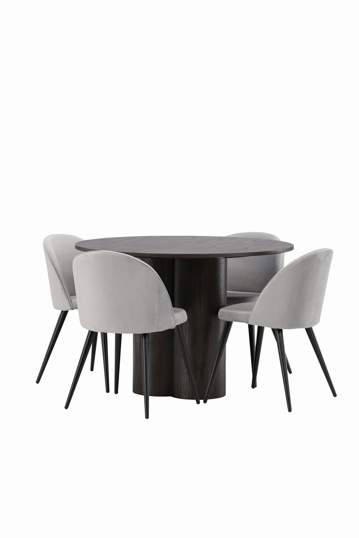 Olivia Matbord med Velvet Stolarna – Bord: ⌀110 Stol: 57x76,5x50