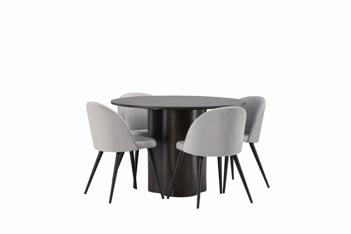 Olivia Matbord med Velvet Stolarna – Bord: ⌀110 Stol: 57x76,5x50