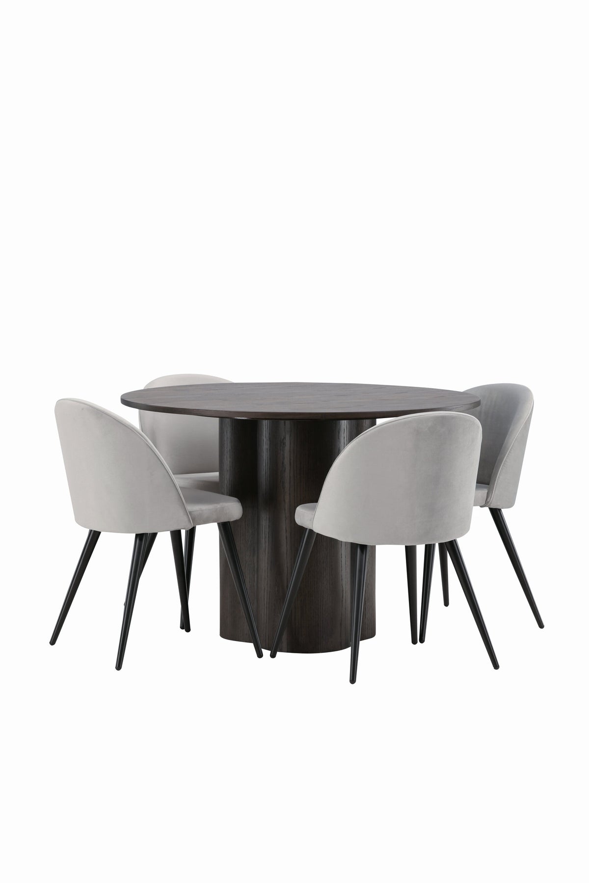 Olivia Matbord med Velvet Stolarna – Bord: ⌀110 Stol: 57x76,5x50