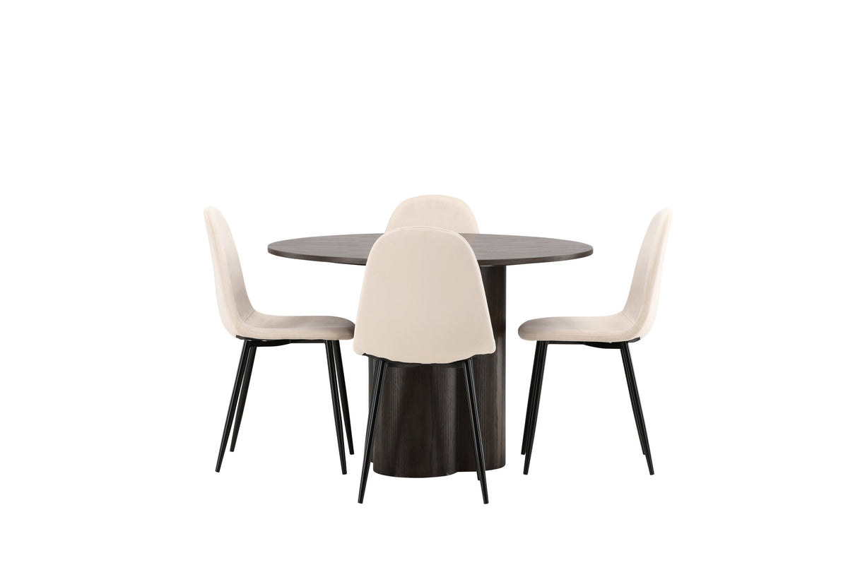 Olivia Matbord med Polar Stolarna – Bord: ⌀110 Stol: 53,3x88x44