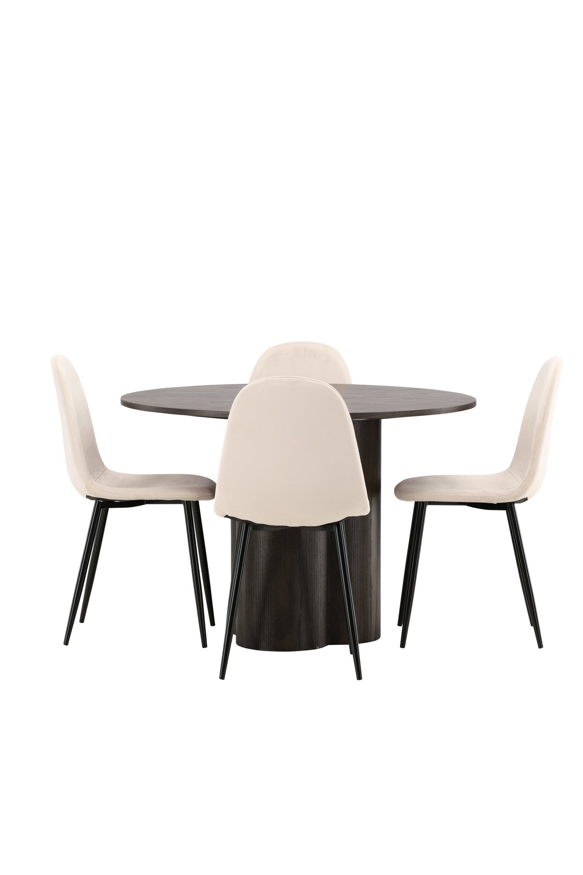 Olivia Matbord med Polar Stolarna – Bord: ⌀110 Stol: 53,3x88x44