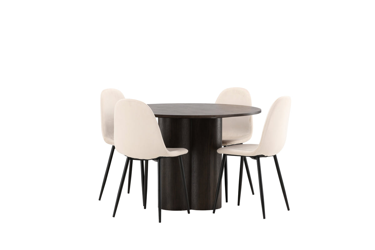 Olivia Matbord med Polar Stolarna – Bord: ⌀110 Stol: 53,3x88x44