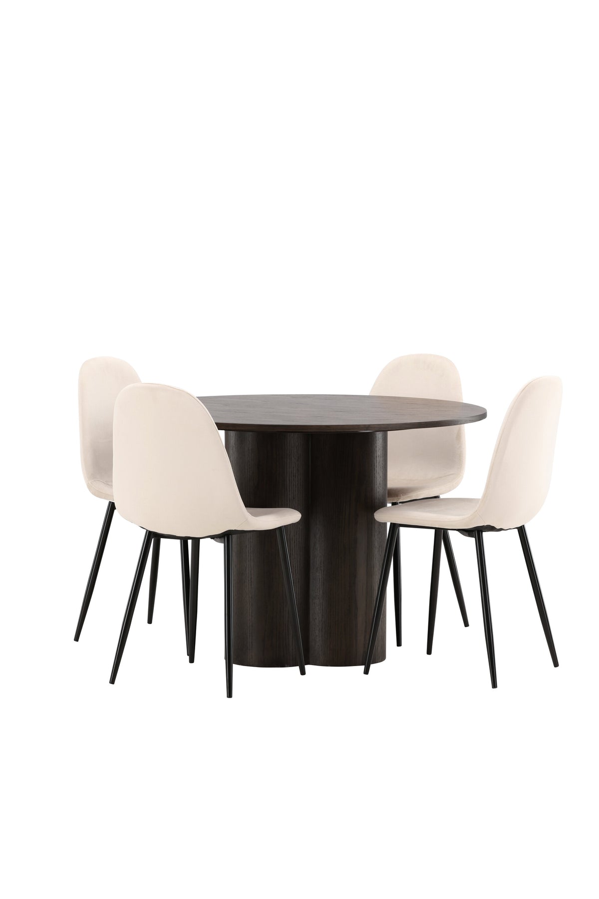 Olivia Matbord med Polar Stolarna – Bord: ⌀110 Stol: 53,3x88x44