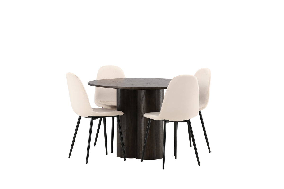 Olivia Matbord med Polar Stolarna – Bord: ⌀110 Stol: 53,3x88x44