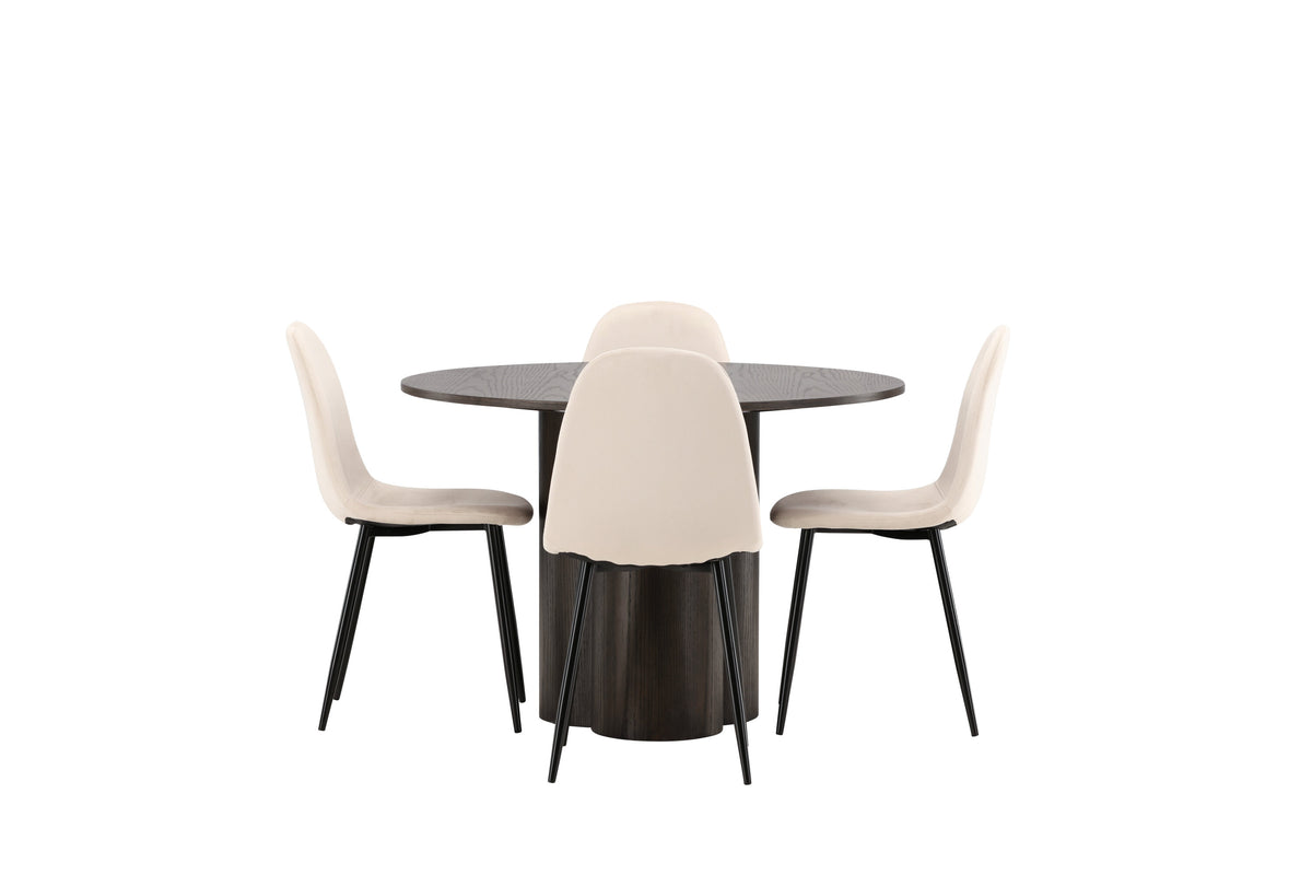 Olivia Matbord med Polar Stolarna – Bord: ⌀110 Stol: 53,3x88x44