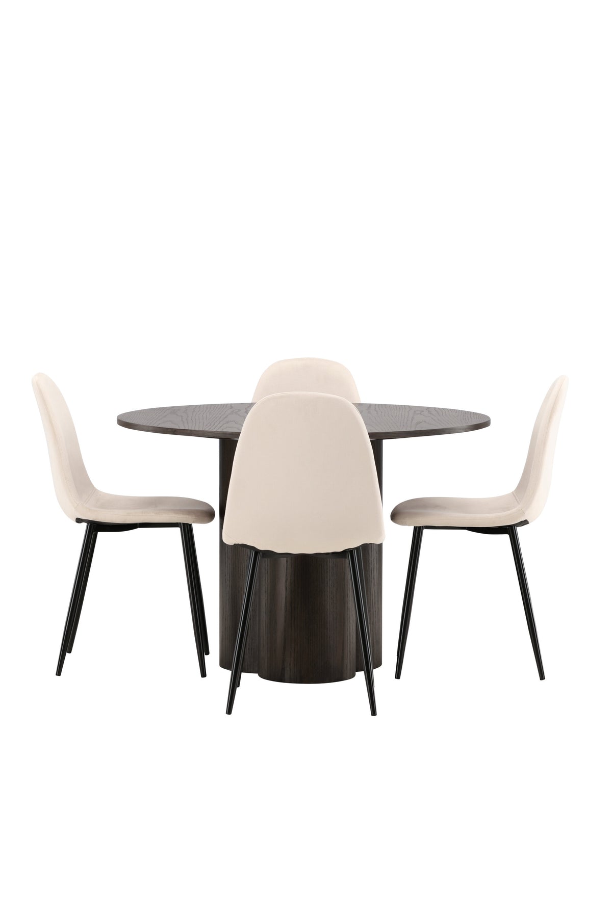 Olivia Matbord med Polar Stolarna – Bord: ⌀110 Stol: 53,3x88x44
