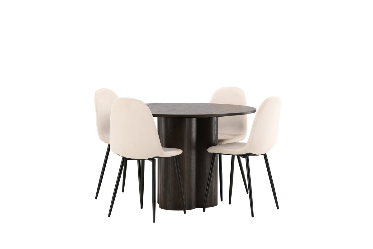 Olivia Matbord med Polar Stolarna – Bord: ⌀110 Stol: 53,3x88x44