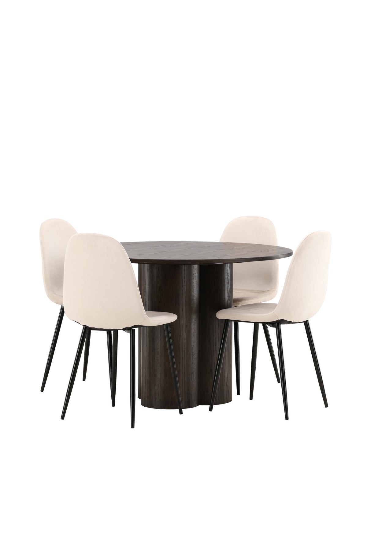 Olivia Matbord med Polar Stolarna – Bord: ⌀110 Stol: 53,3x88x44