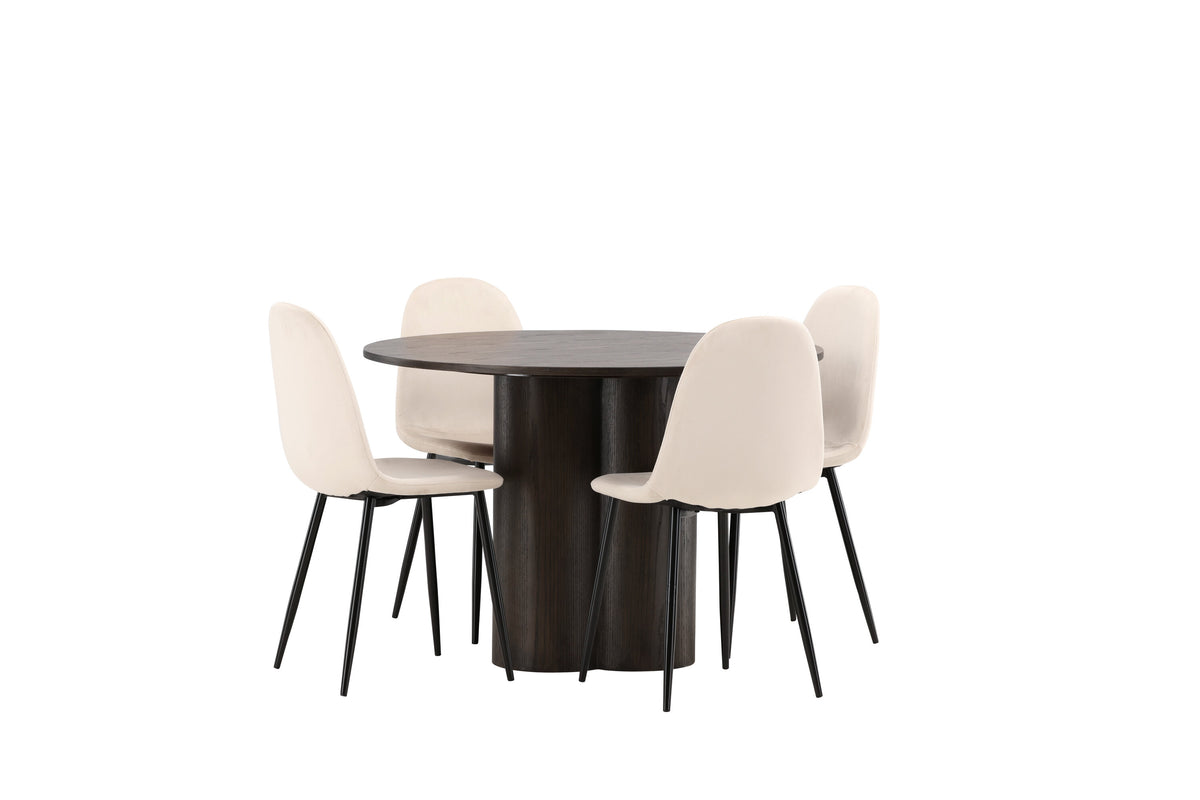 Olivia Matbord med Polar Stolarna – Bord: ⌀110 Stol: 53,3x88x44
