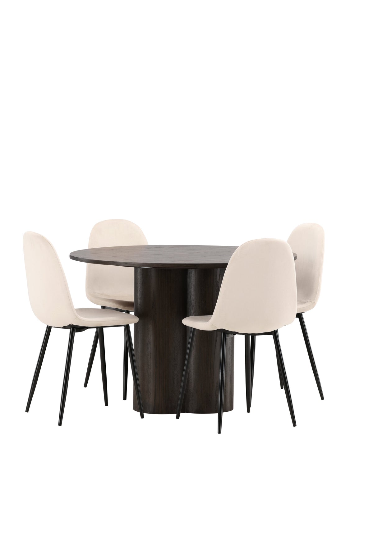 Olivia Matbord med Polar Stolarna – Bord: ⌀110 Stol: 53,3x88x44