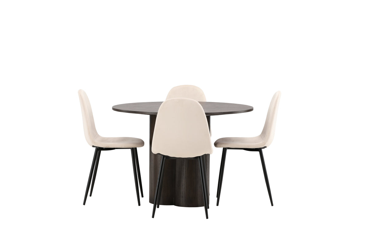Olivia Matbord med Polar Stolarna – Bord: ⌀110 Stol: 53,3x88x44