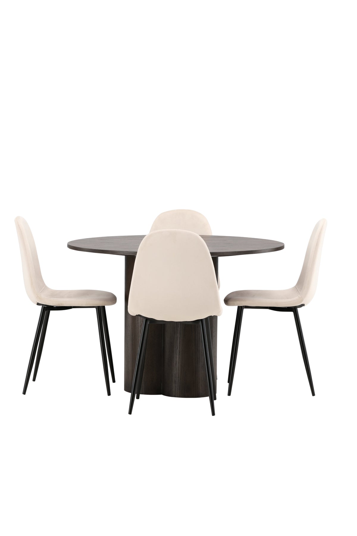 Olivia Matbord med Polar Stolarna – Bord: ⌀110 Stol: 53,3x88x44