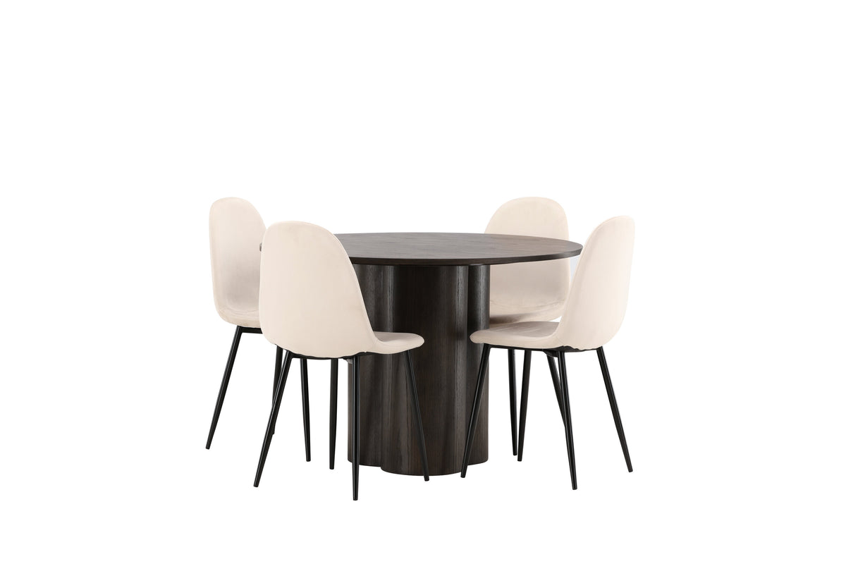 Olivia Matbord med Polar Stolarna – Bord: ⌀110 Stol: 53,3x88x44