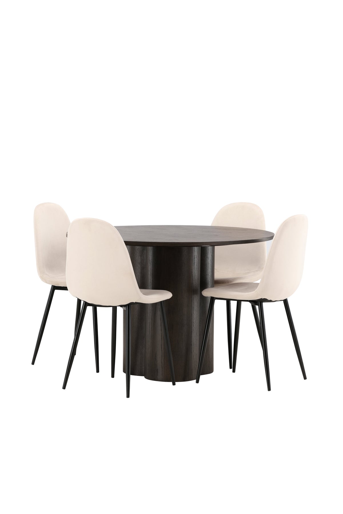 Olivia Matbord med Polar Stolarna – Bord: ⌀110 Stol: 53,3x88x44