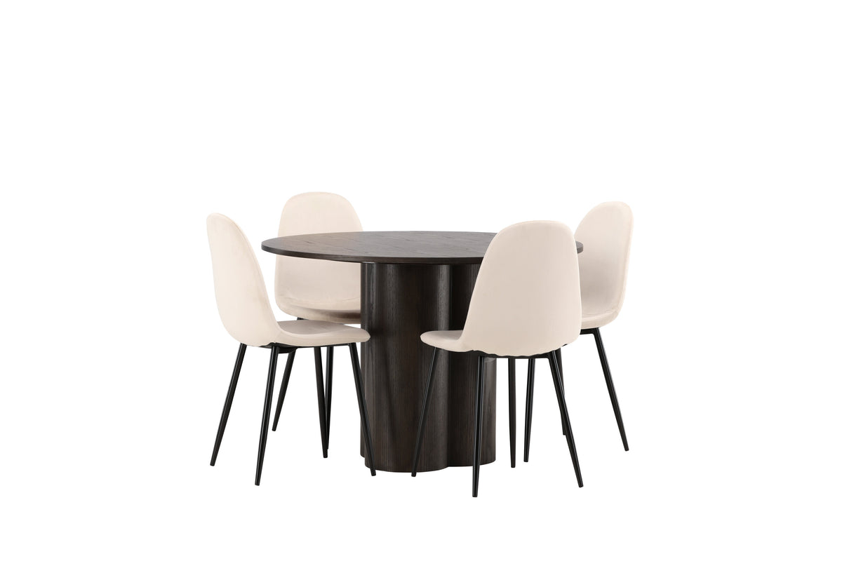 Olivia Matbord med Polar Stolarna – Bord: ⌀110 Stol: 53,3x88x44