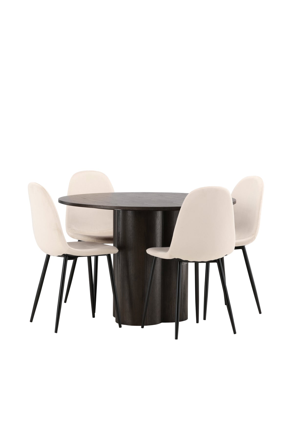Olivia Matbord med Polar Stolarna – Bord: ⌀110 Stol: 53,3x88x44