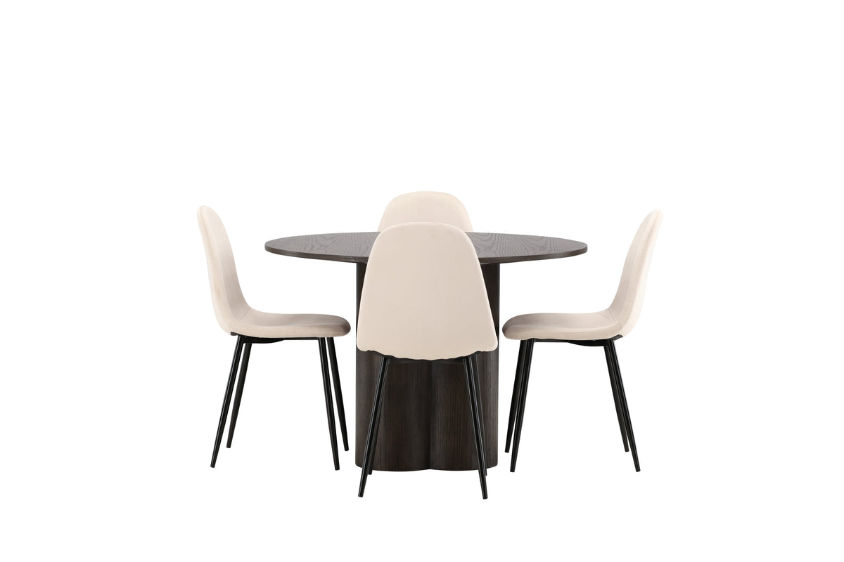 Olivia Matbord med Polar Stolarna – Bord: ⌀110 Stol: 53,3x88x44
