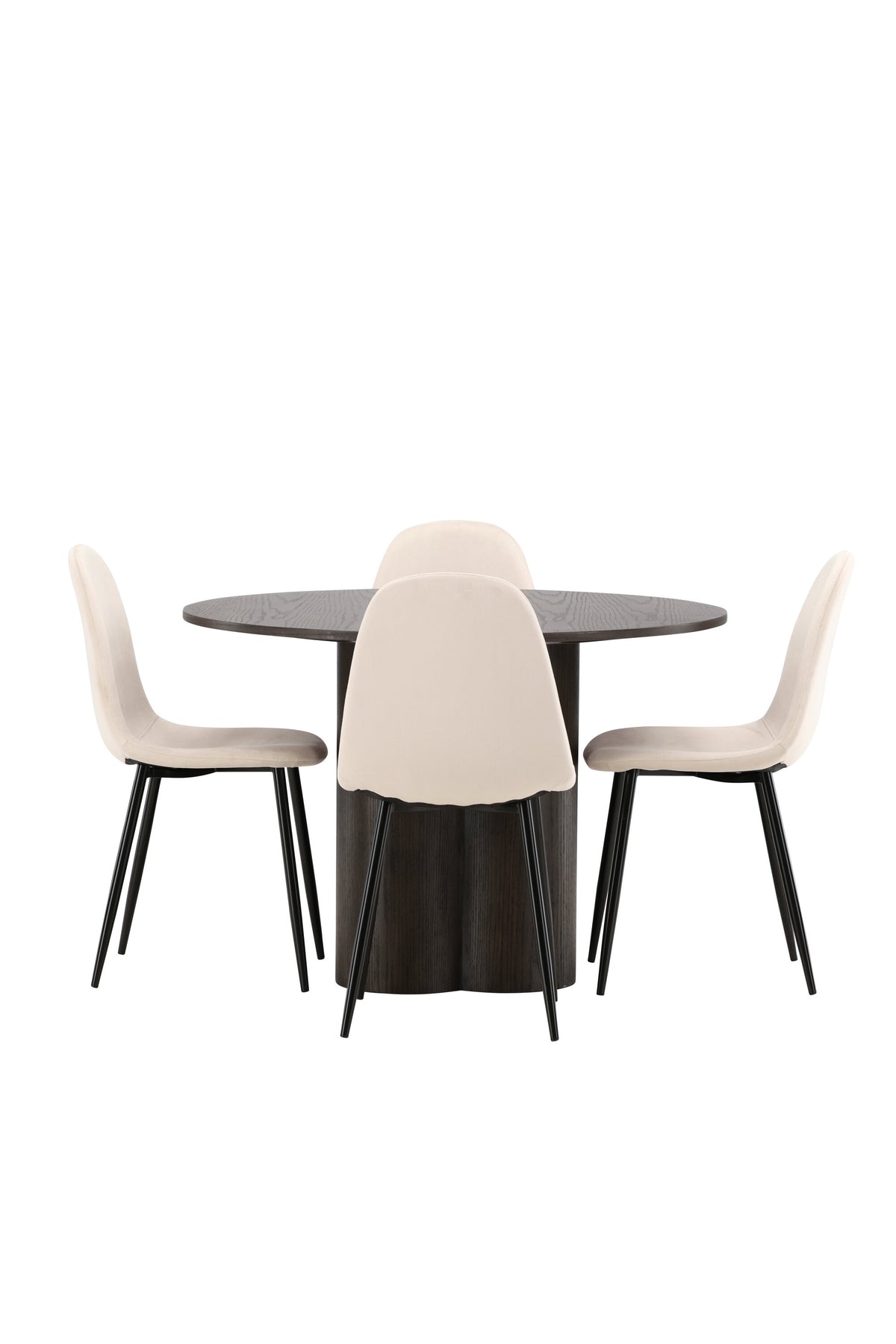 Olivia Matbord med Polar Stolarna – Bord: ⌀110 Stol: 53,3x88x44