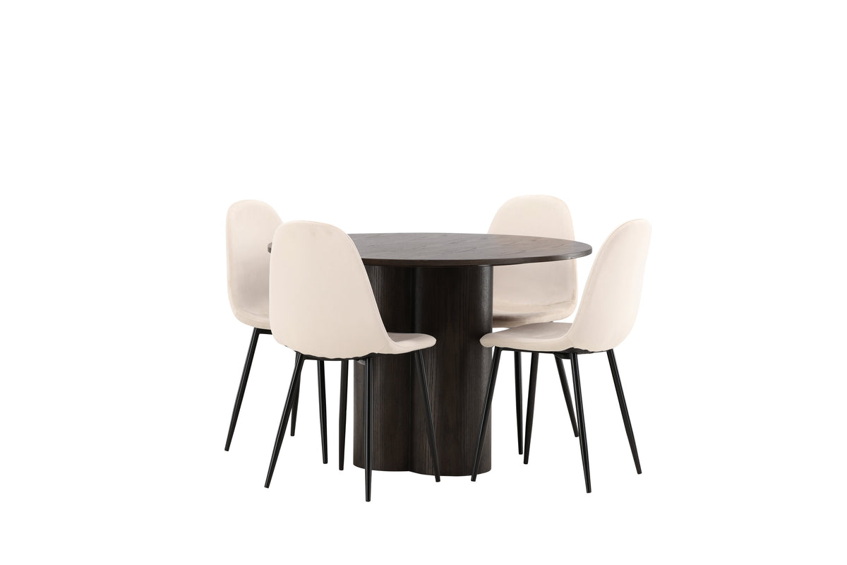 Olivia Matbord med Polar Stolarna – Bord: ⌀110 Stol: 53,3x88x44