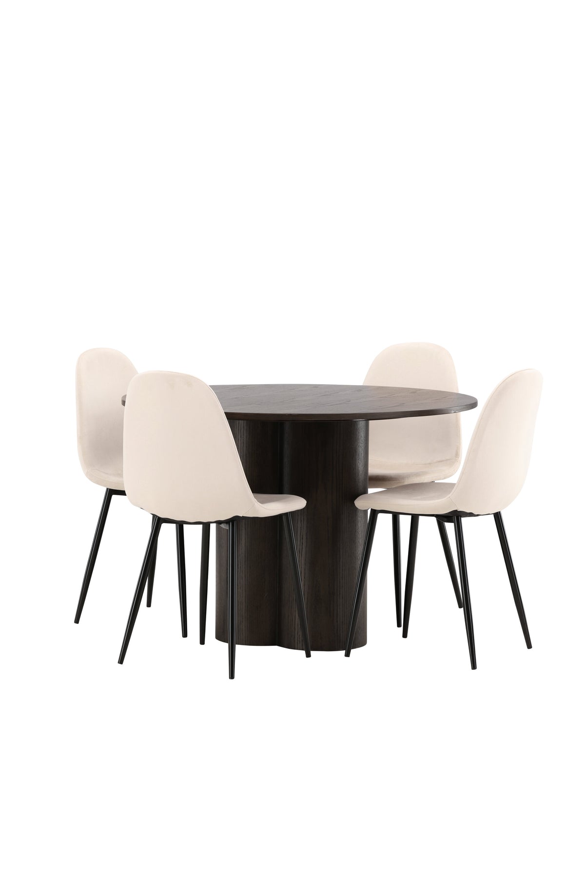 Olivia Matbord med Polar Stolarna – Bord: ⌀110 Stol: 53,3x88x44