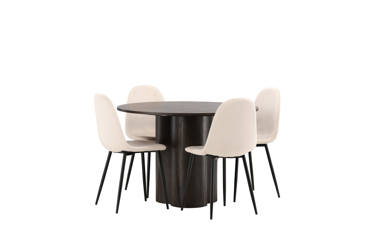 Olivia Matbord med Polar Stolarna – Bord: ⌀110 Stol: 53,3x88x44