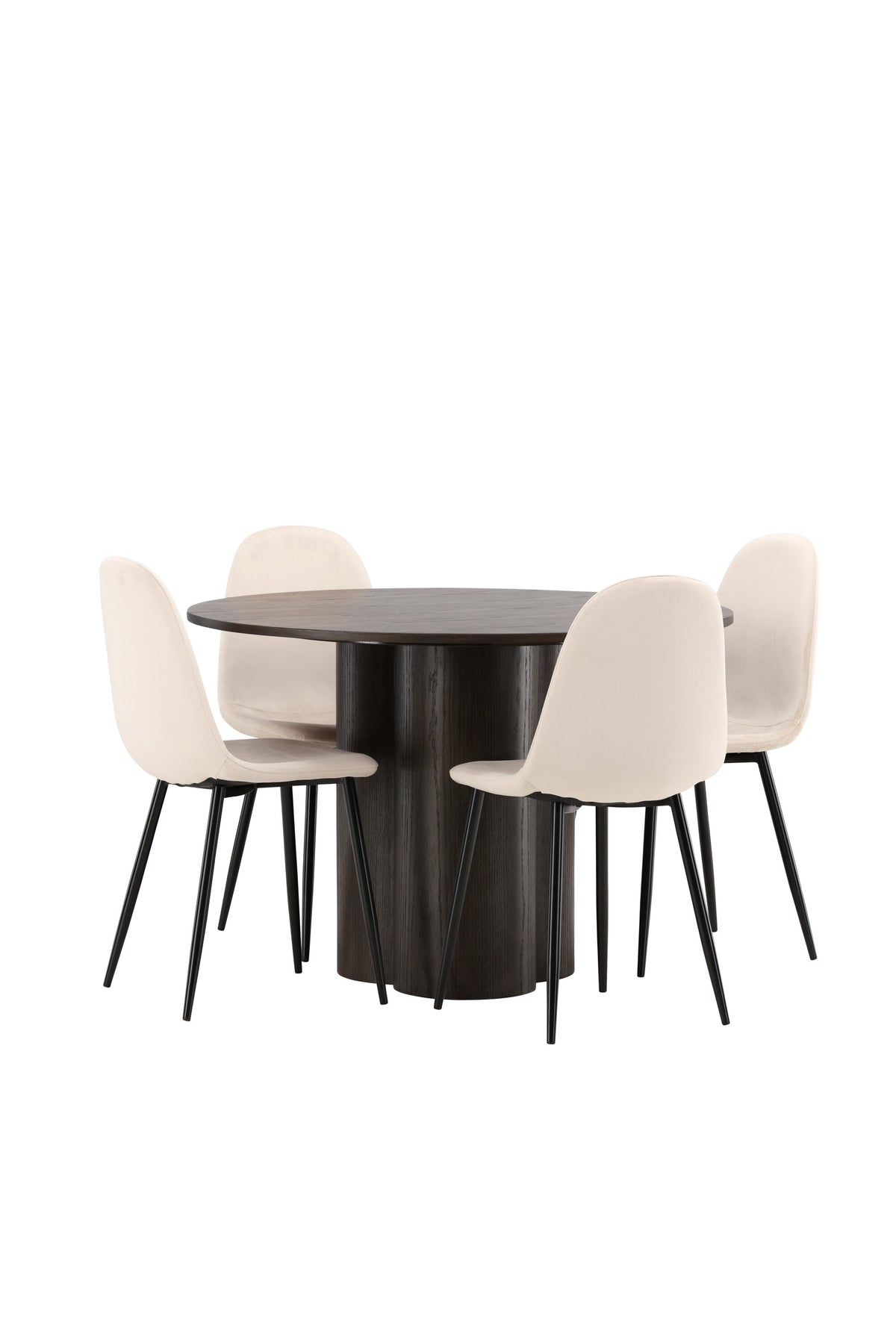 Olivia Matbord med Polar Stolarna – Bord: ⌀110 Stol: 53,3x88x44