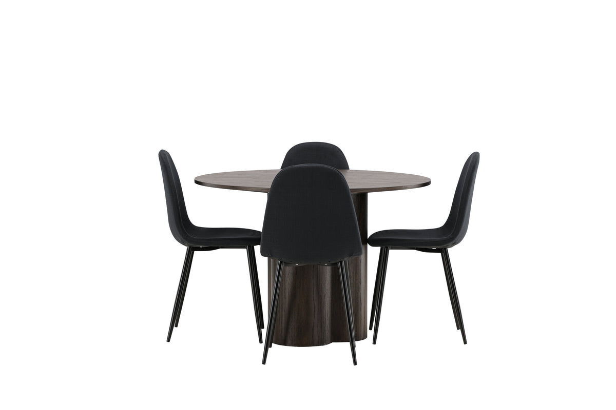 Olivia Matbord med Polar Stolarna – Bord: ⌀110 Stol: 53x87x44