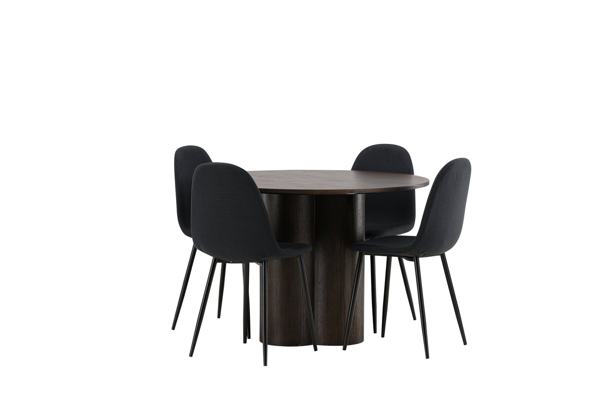 Olivia Matbord med Polar Stolarna – Bord: ⌀110 Stol: 53x87x44