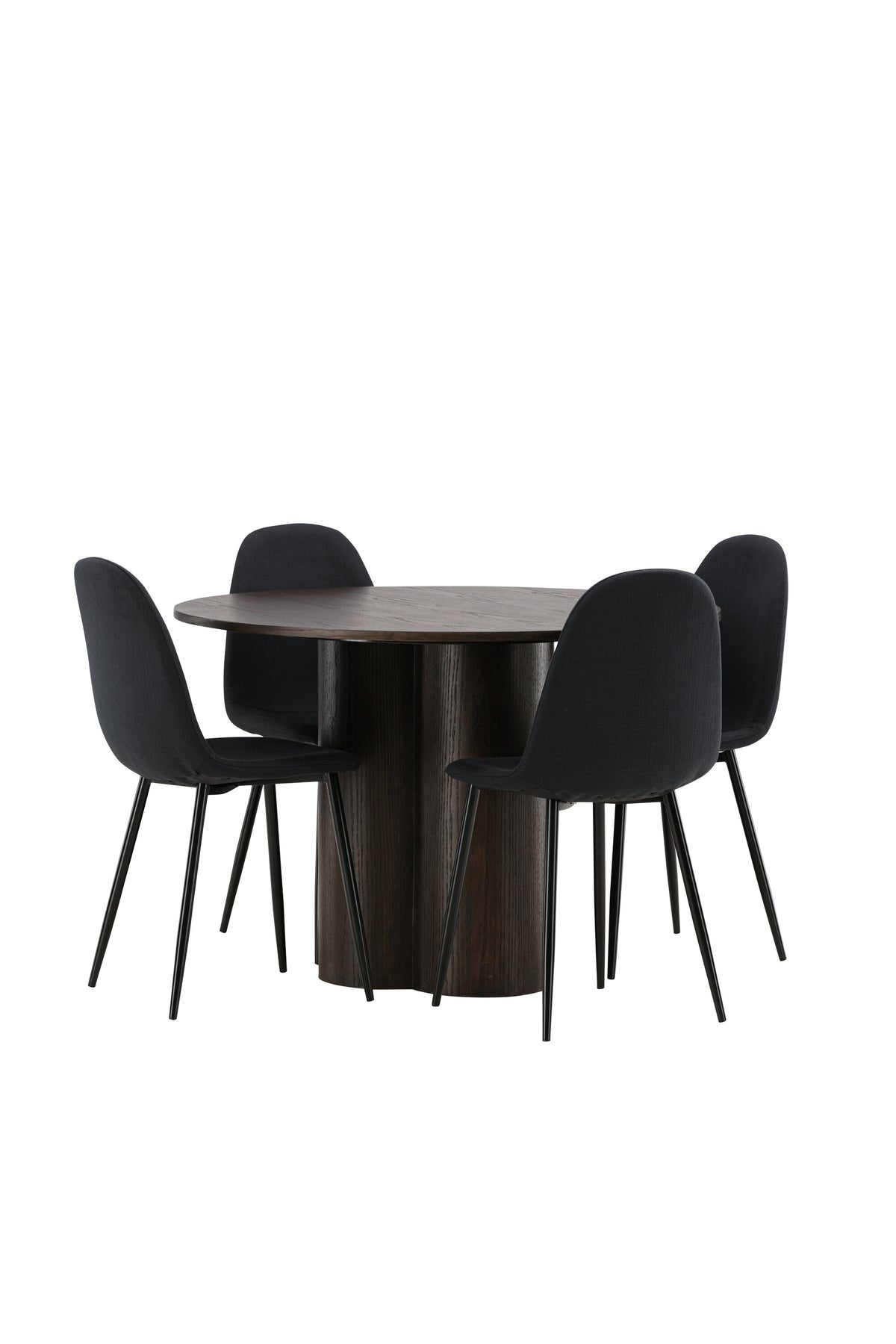 Olivia Matbord med Polar Stolarna – Bord: ⌀110 Stol: 53x87x44