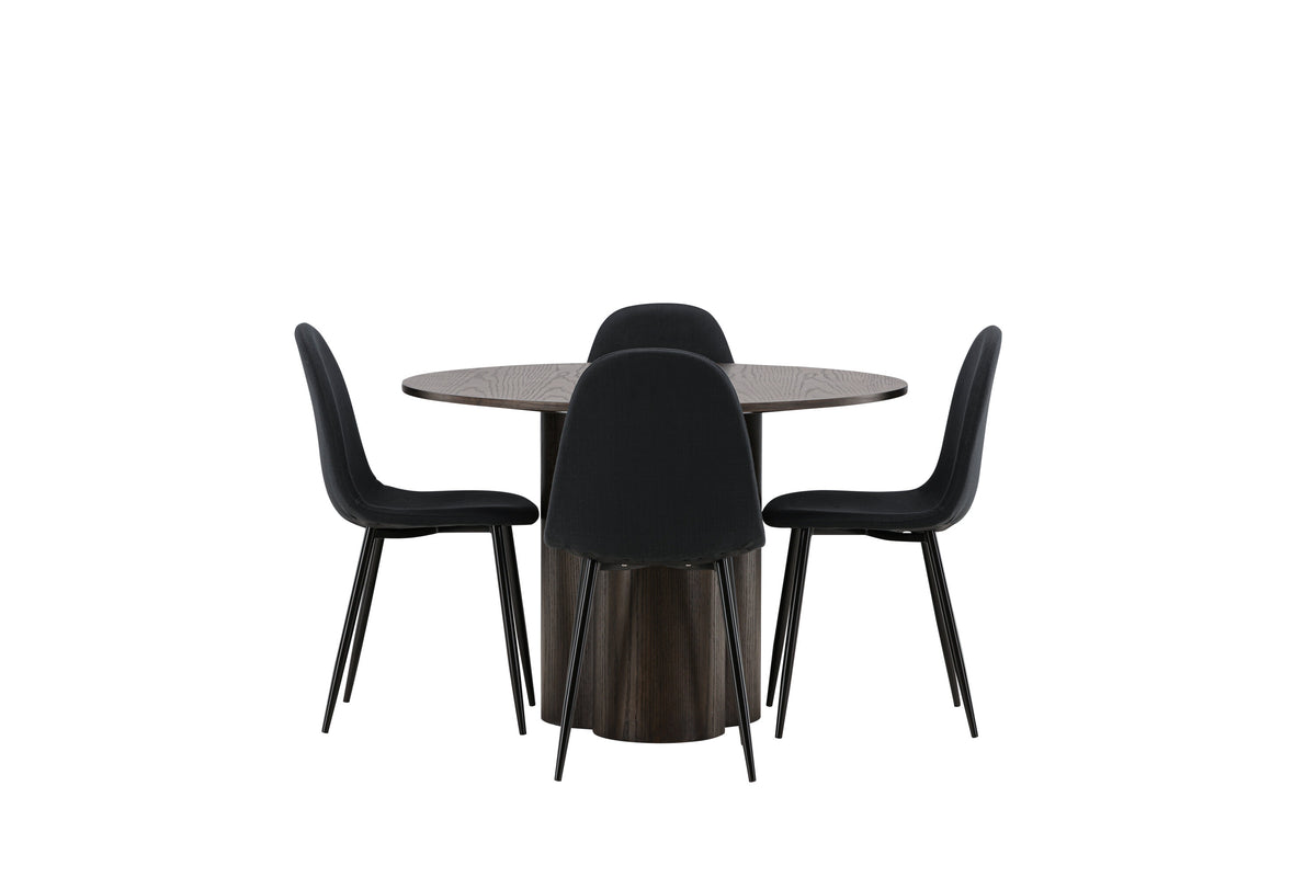 Olivia Matbord med Polar Stolarna – Bord: ⌀110 Stol: 53x87x44