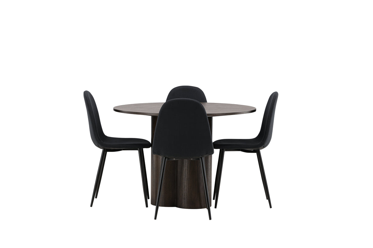 Olivia Matbord med Polar Stolarna – Bord: ⌀110 Stol: 53x87x44