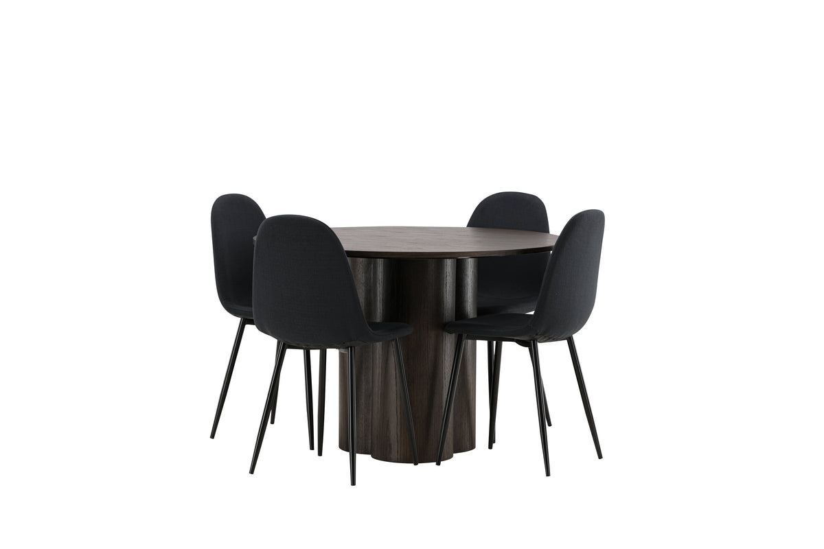 Olivia Matbord med Polar Stolarna – Bord: ⌀110 Stol: 53x87x44