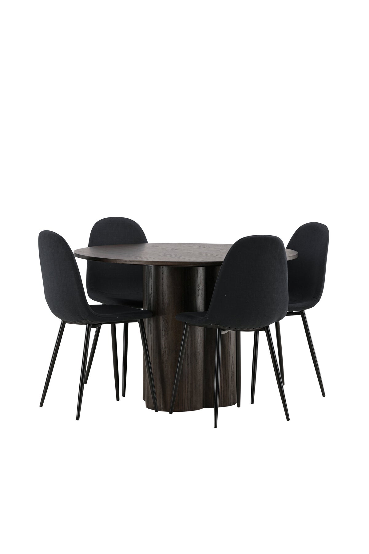 Olivia Matbord med Polar Stolarna – Bord: ⌀110 Stol: 53x87x44