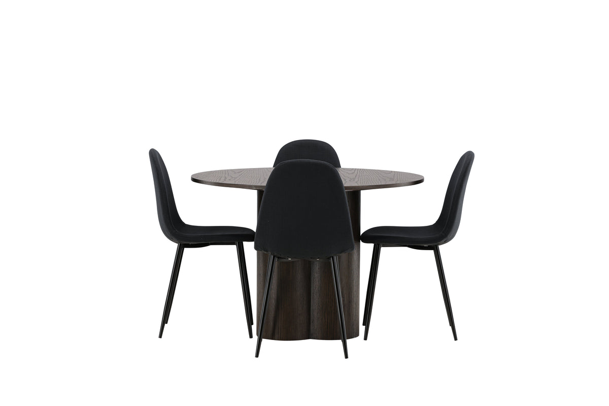 Olivia Matbord med Polar Stolarna – Bord: ⌀110 Stol: 53x87x44