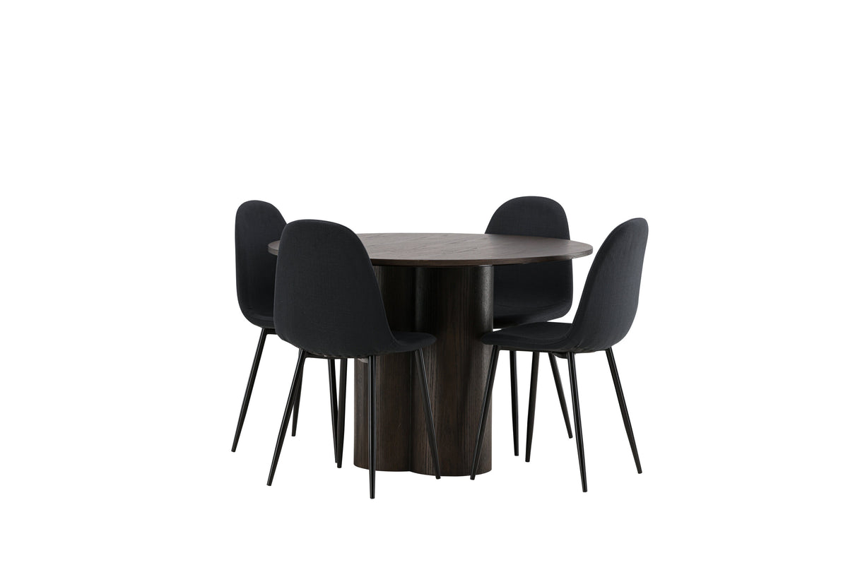 Olivia Matbord med Polar Stolarna – Bord: ⌀110 Stol: 53x87x44