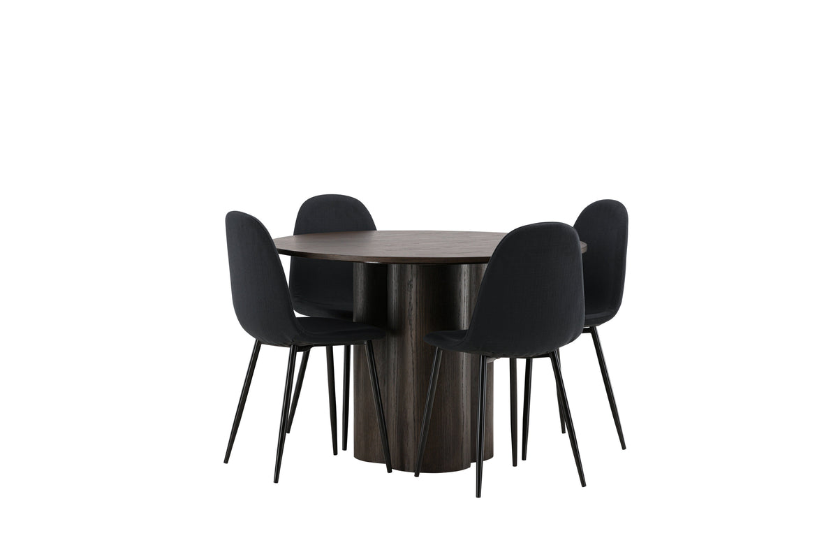 Olivia Matbord med Polar Stolarna – Bord: ⌀110 Stol: 53x87x44
