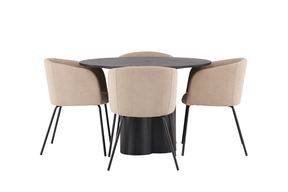 Olivia Matbord med Berit Stolarna – Bord: ⌀110 Stol: 55x78x55
