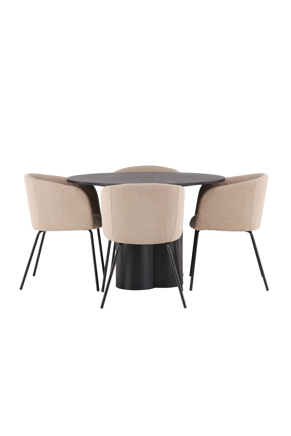 Olivia Matbord med Berit Stolarna – Bord: ⌀110 Stol: 55x78x55