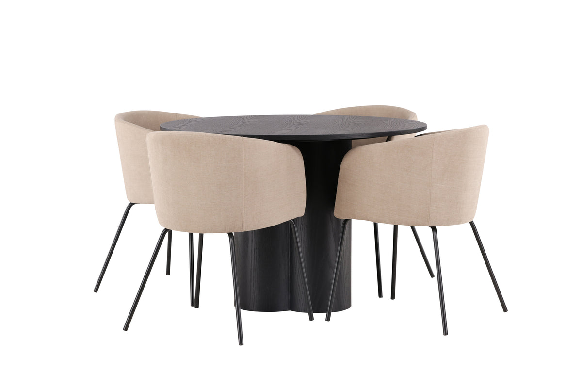 Olivia Matbord med Berit Stolarna – Bord: ⌀110 Stol: 55x78x55
