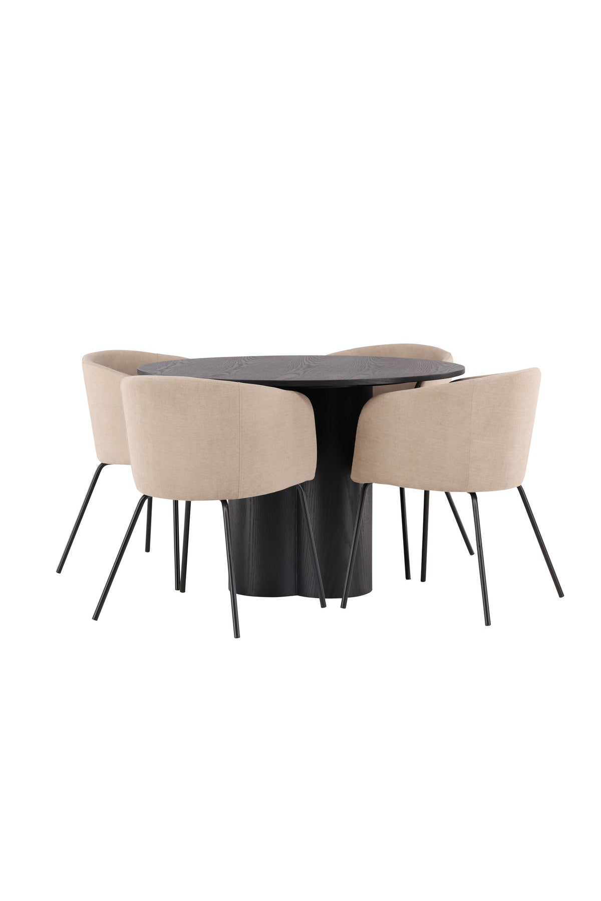 Olivia Matbord med Berit Stolarna – Bord: ⌀110 Stol: 55x78x55