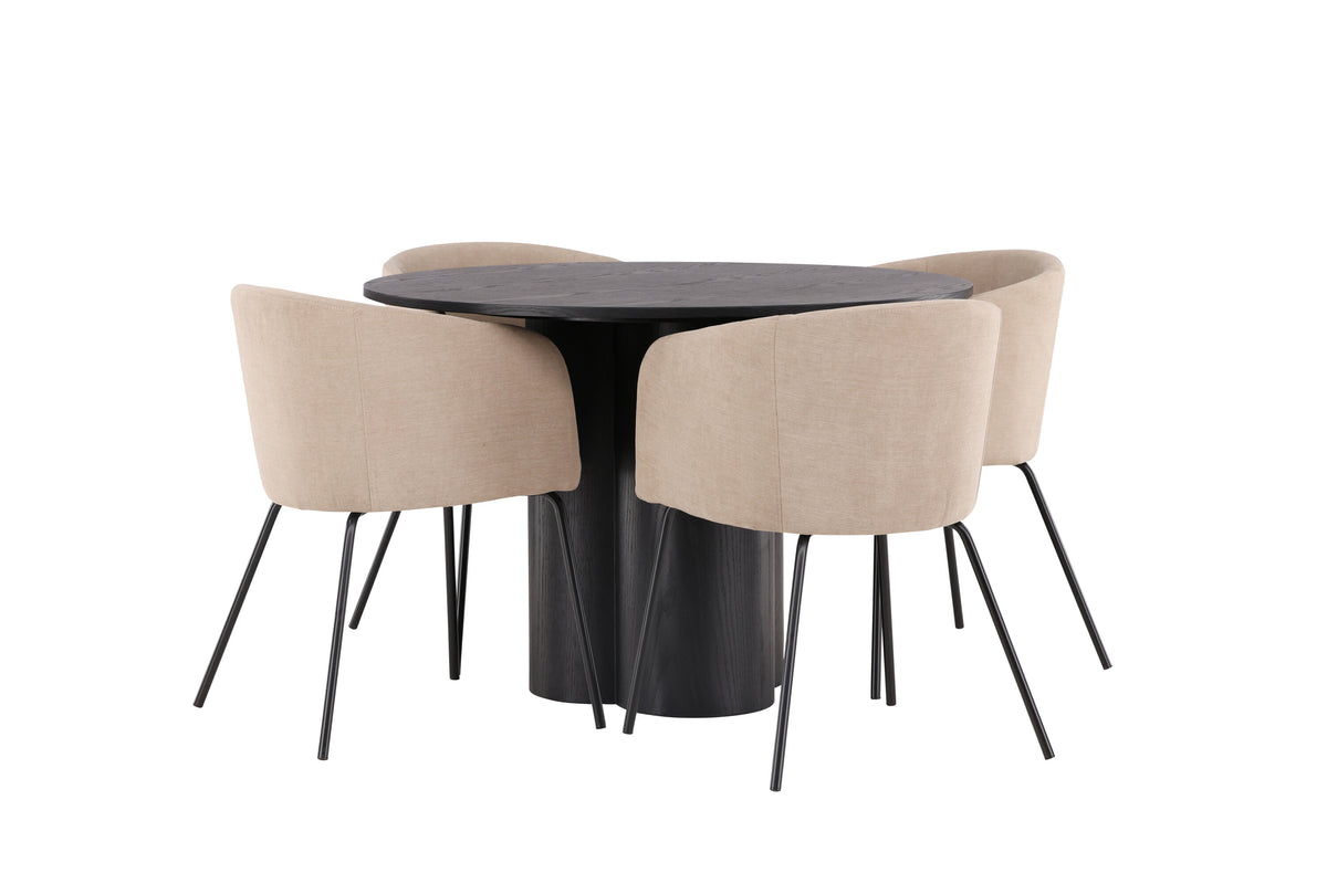 Olivia Matbord med Berit Stolarna – Bord: ⌀110 Stol: 55x78x55