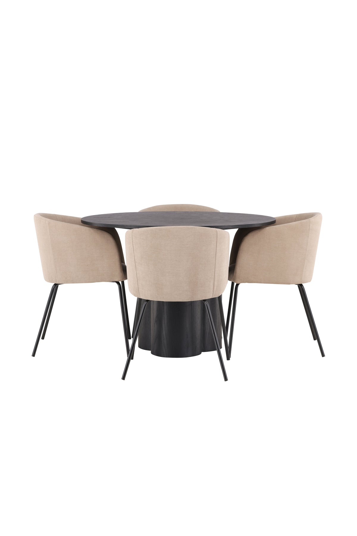 Olivia Matbord med Berit Stolarna – Bord: ⌀110 Stol: 55x78x55