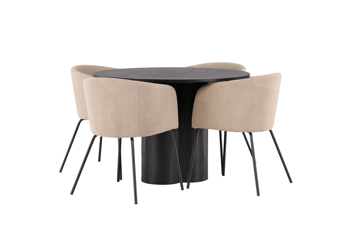 Olivia Matbord med Berit Stolarna – Bord: ⌀110 Stol: 55x78x55