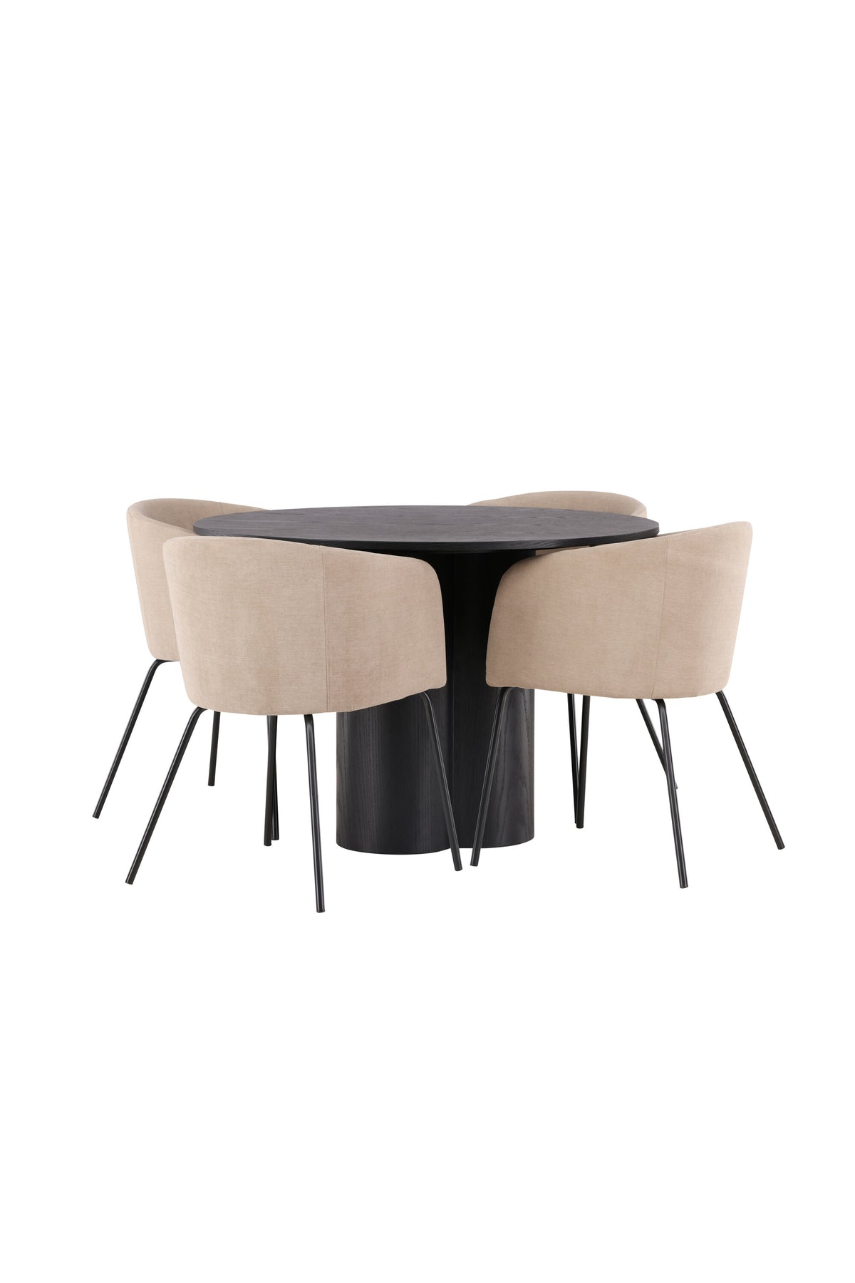 Olivia Matbord med Berit Stolarna – Bord: ⌀110 Stol: 55x78x55