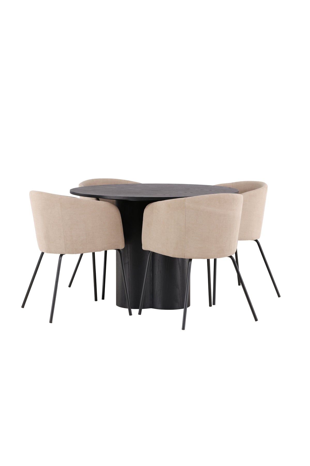 Olivia Matbord med Berit Stolarna – Bord: ⌀110 Stol: 55x78x55